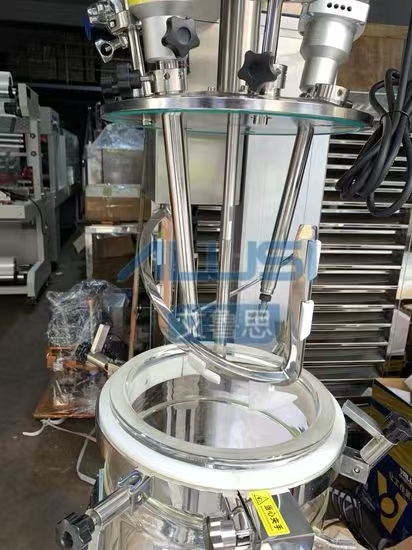 5L/10L Lab Cosmetic Glass Reactor Cream Lotion Homogenizing Emulsifier Mixer Laboratory Vacuum Emulsifying Mixer - Image 5